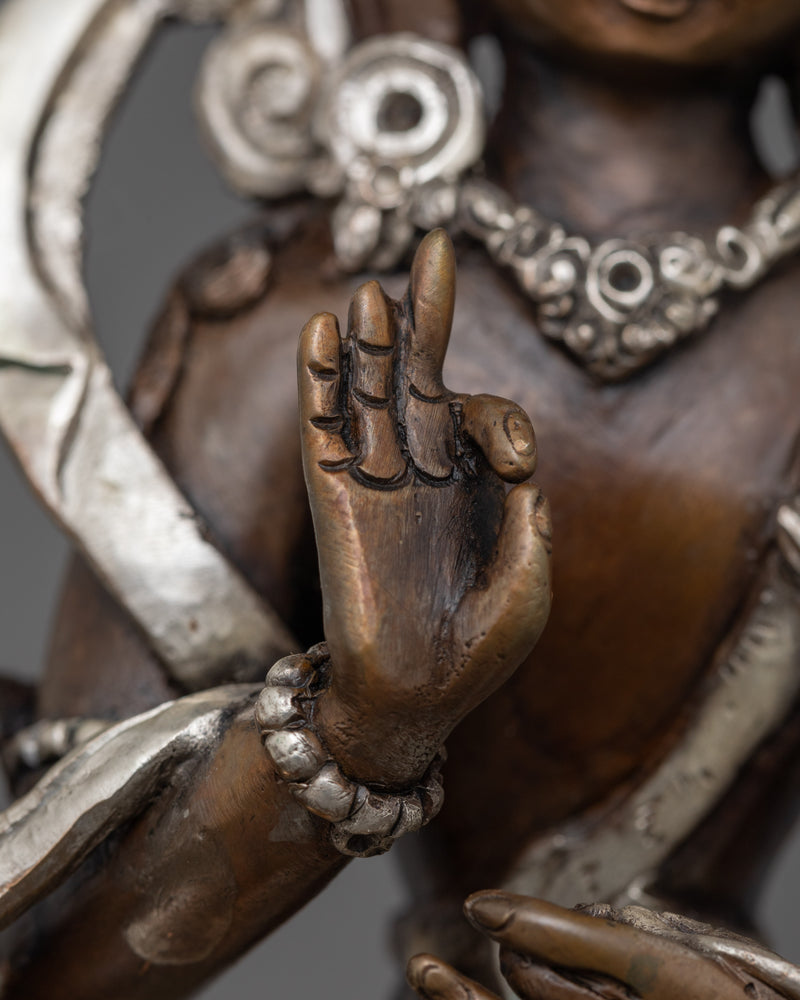 Simhanada Chenrezig Avalokiteshwara Statue | Silver-Plated Bodhisattva of Compassion