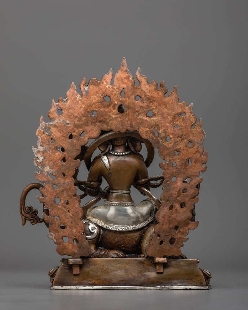 Simhanada Chenrezig Avalokiteshwara Statue | Silver-Plated Bodhisattva of Compassion