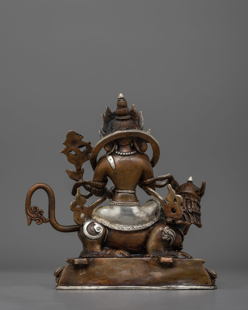Simhanada Chenrezig Avalokiteshwara Statue | Silver-Plated Bodhisattva of Compassion