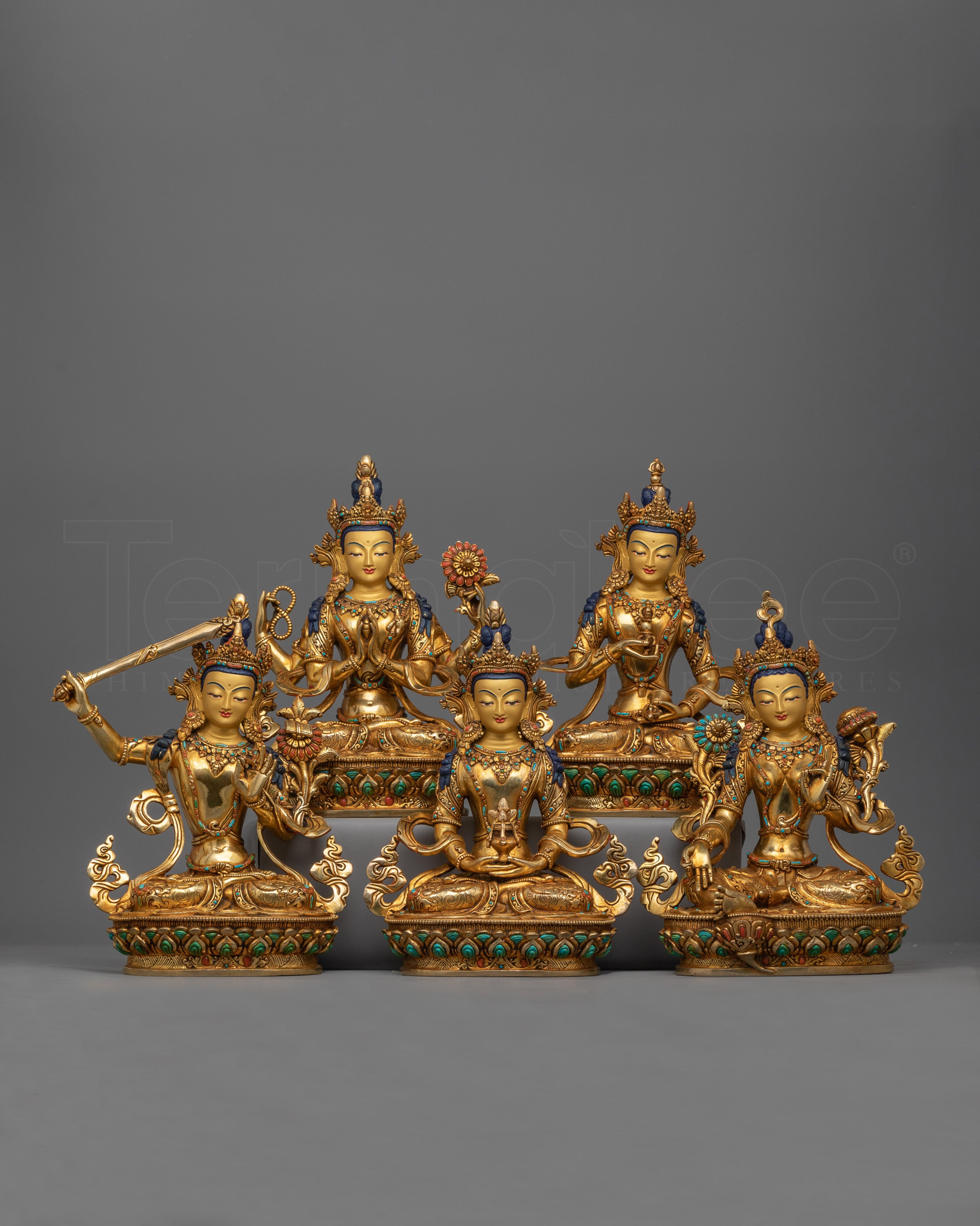 Bodhisattva Set of Five | Forms of Compassion, Purification, Wisdom, Protection, Longevity