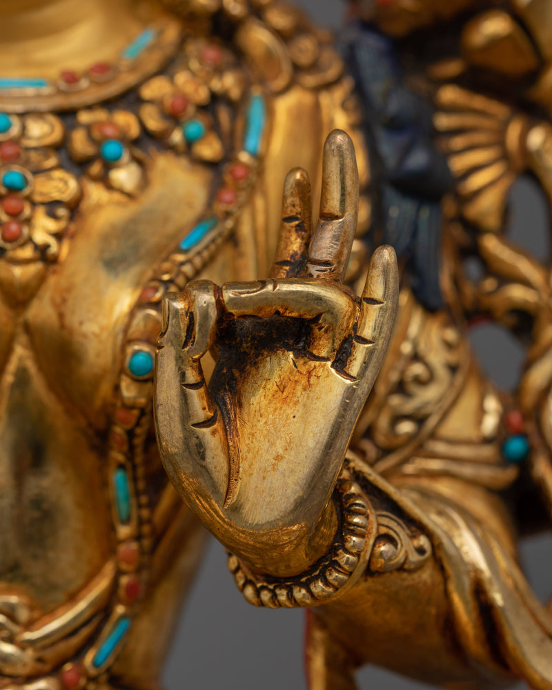 Traditional Buddhist Green Tara Goddess Statue | Protector from Fear Traditional Statue