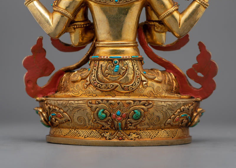 Handcrafted Four-armed Chenrezig Statue | Symbol of Love and Compassion