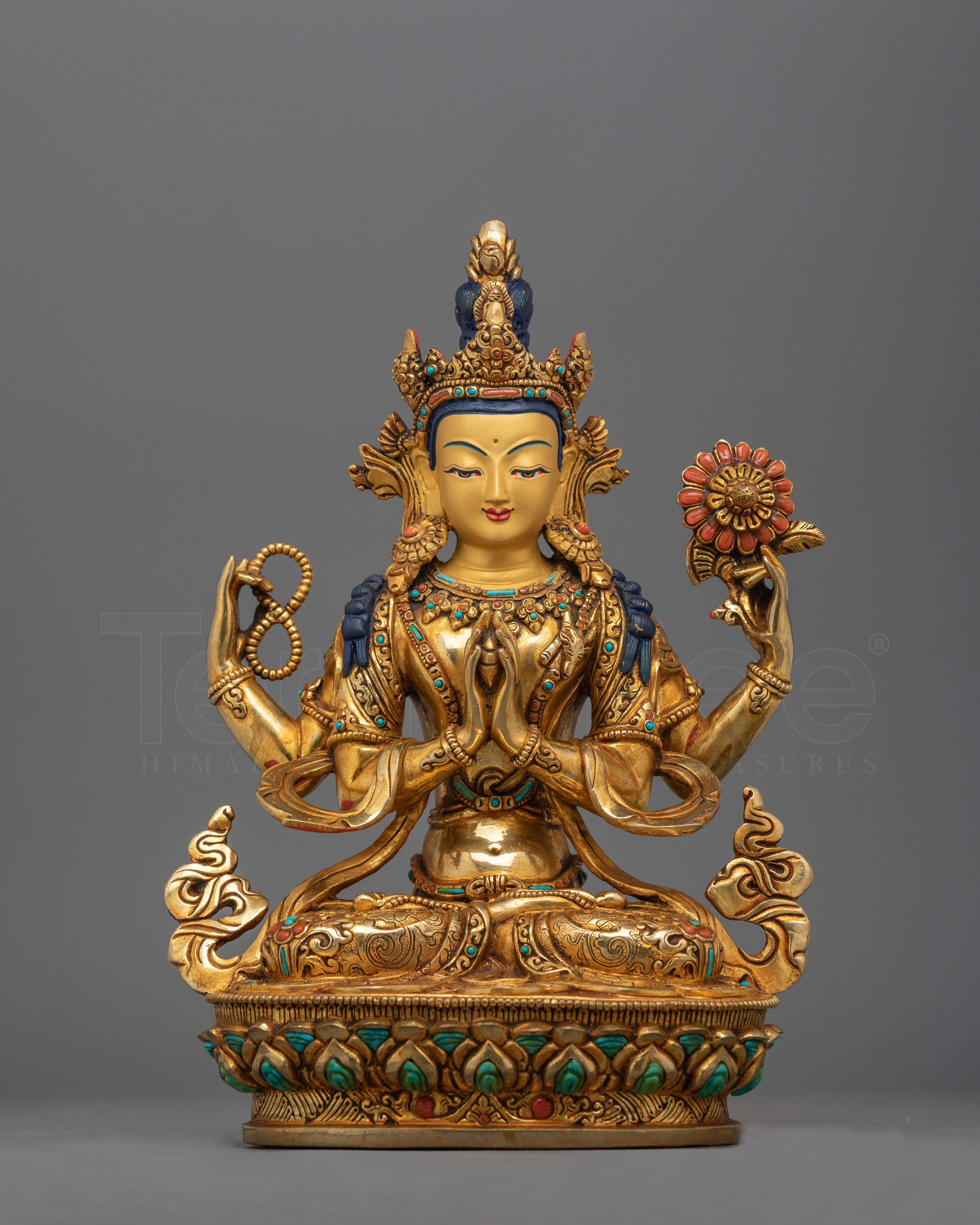 Handcrafted Four-armed Chenrezig Statue | Symbol of Love and Compassion
