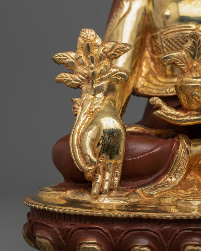 Gold Gilded Buddha Set Figurine | Shakyamuni, Amitabha, Medicine Set in Oxidized Copper