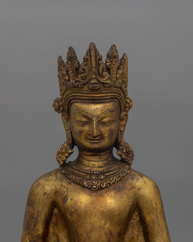 Antique Finish Meditative Amitabha Buddha Figurine | Tibetan Pure Land Buddha