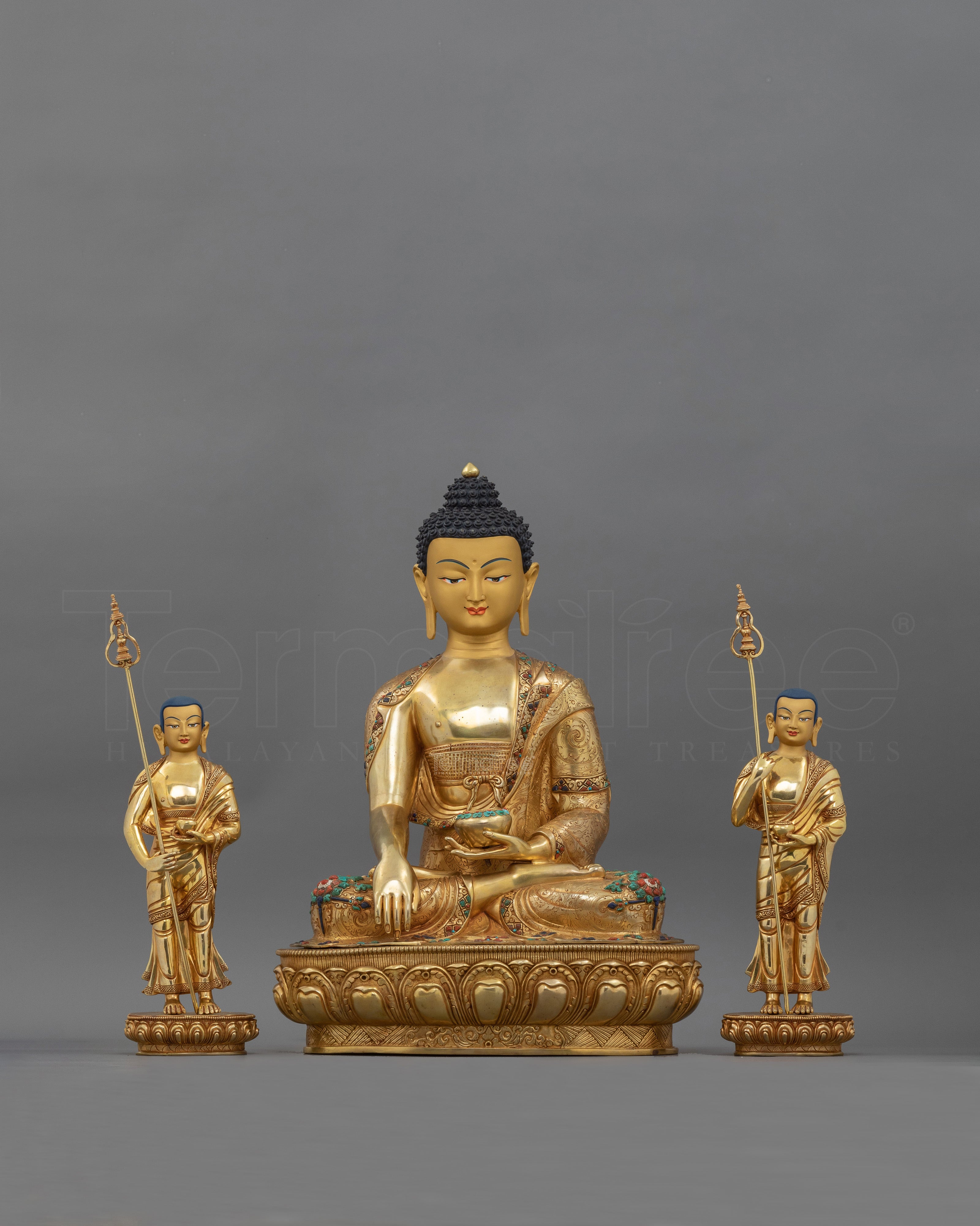 Shakyamuni Buddha with Ananda and Kashyapa | Symbol of Teaching and Compassion