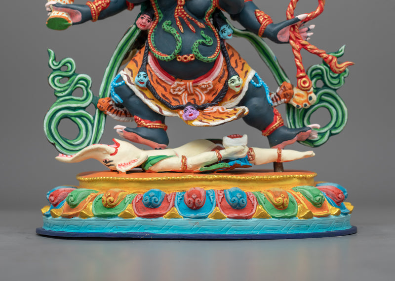 Handcrafted Six Armed Mahakala Protector Statue | Symbol of Dharma and Transformation
