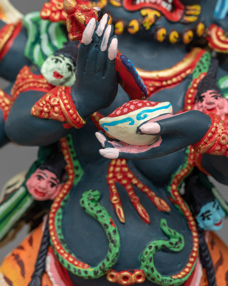Handcrafted Six Armed Mahakala Protector Statue | Symbol of Dharma and Transformation