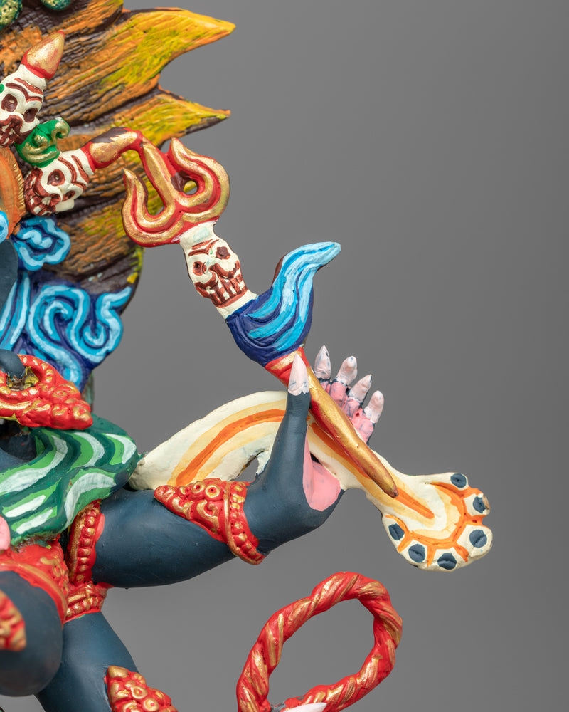 Handcrafted Six Armed Mahakala Protector Statue | Symbol of Dharma and Transformation