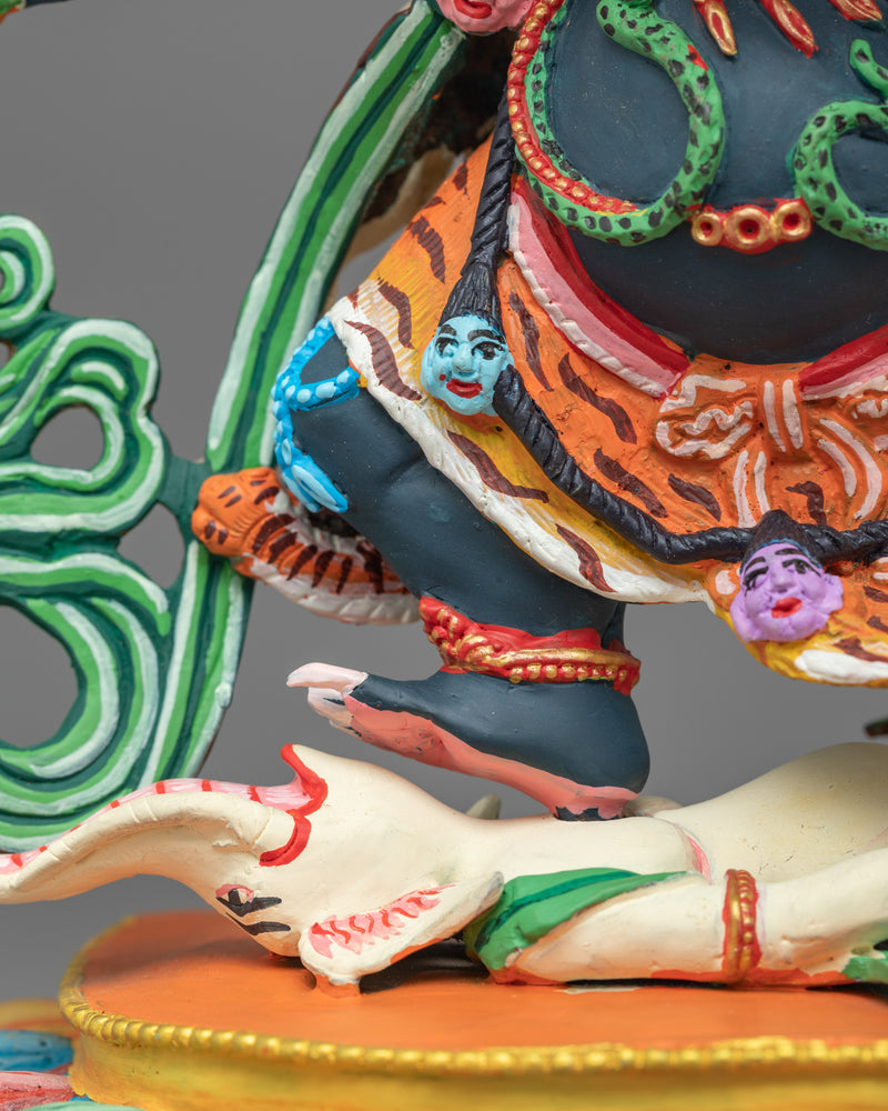 Handcrafted Six Armed Mahakala Protector Statue | Symbol of Dharma and Transformation