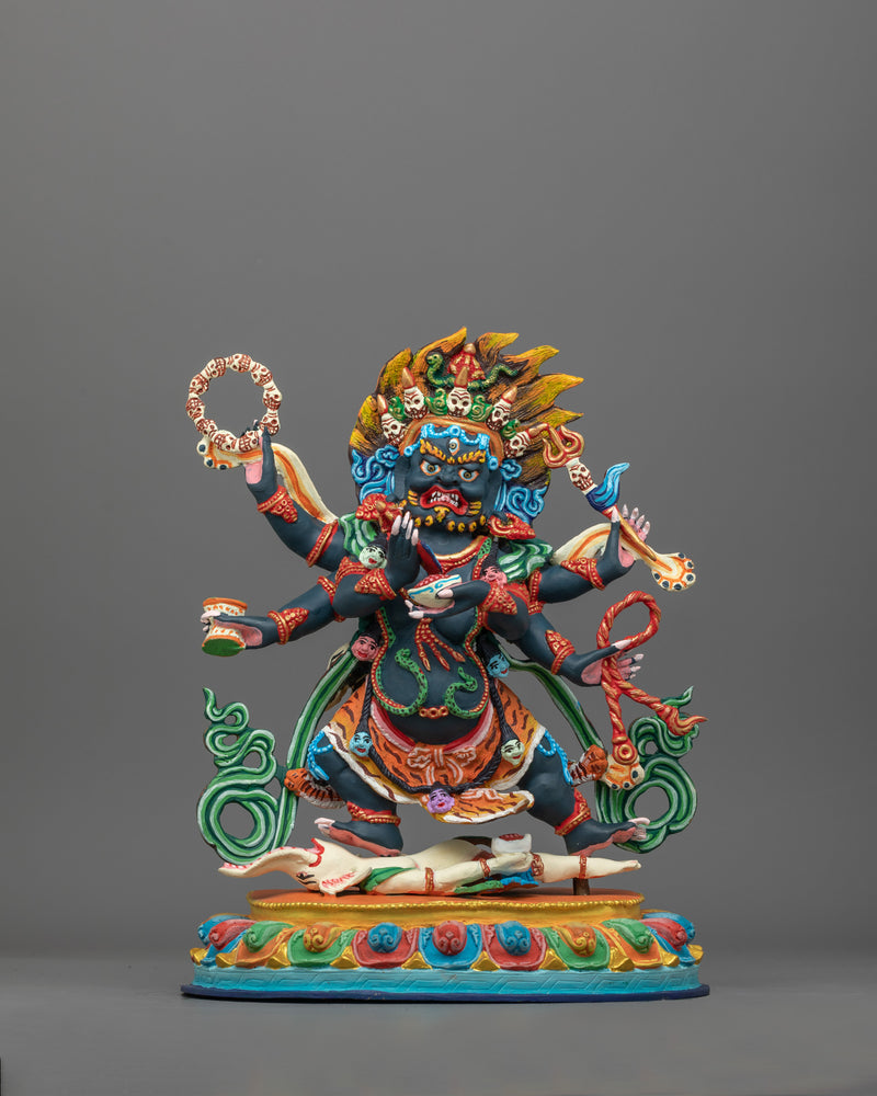 Handcrafted Six Armed Mahakala Protector Statue | Symbol of Dharma and Transformation