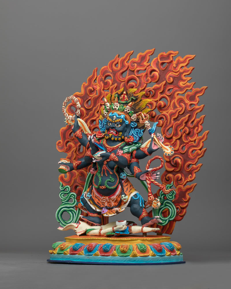 Handcrafted Six Armed Mahakala Protector Statue | Symbol of Dharma and Transformation