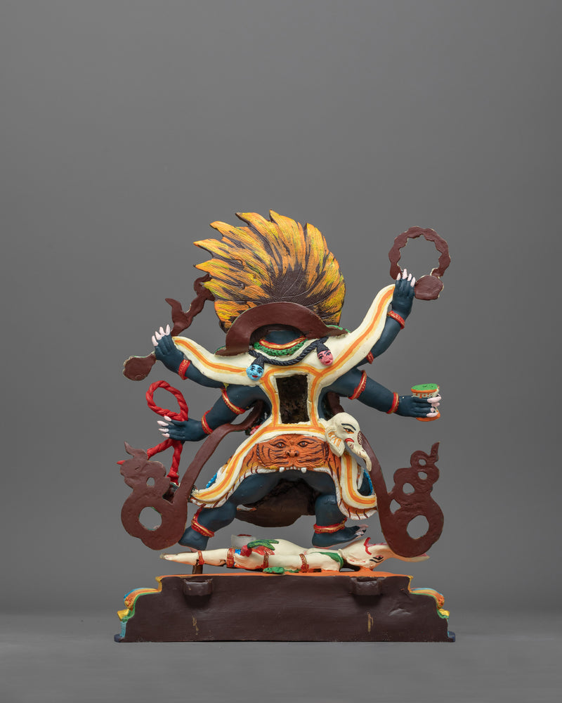 Handcrafted Six Armed Mahakala Protector Statue | Symbol of Dharma and Transformation