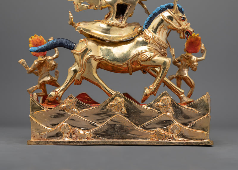 Palden Lhamo Fierce Guardian of the Dharma | 24K Gold Gilded Sculpture with Wrathful Features