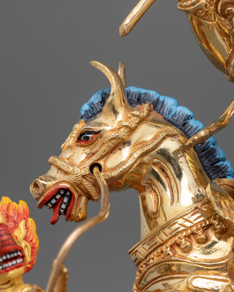 Palden Lhamo Fierce Guardian of the Dharma | 24K Gold Gilded Sculpture with Wrathful Features