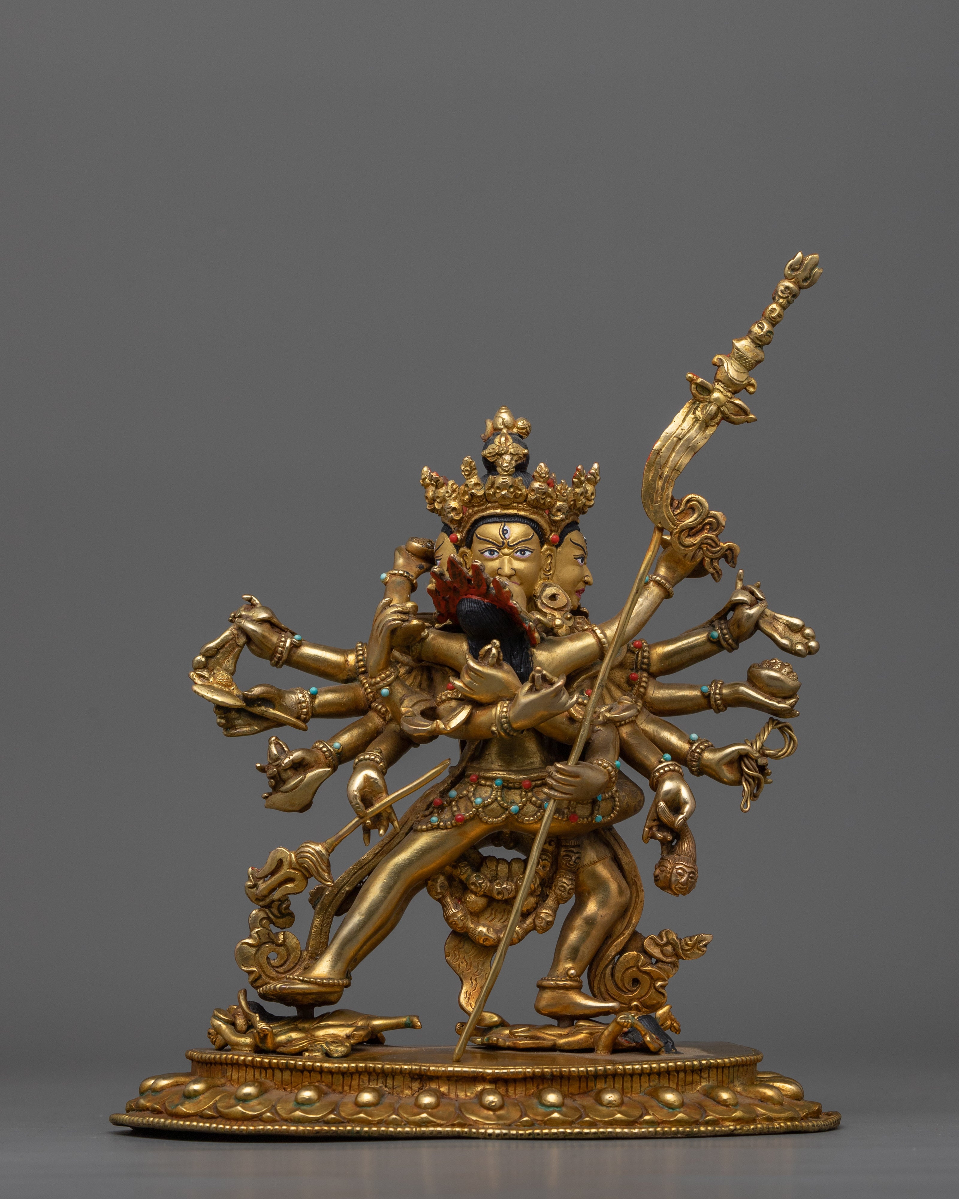Handcrafted Tibetan Buddhist Chakrasambhara Sculpture | Perfect Altar Decor