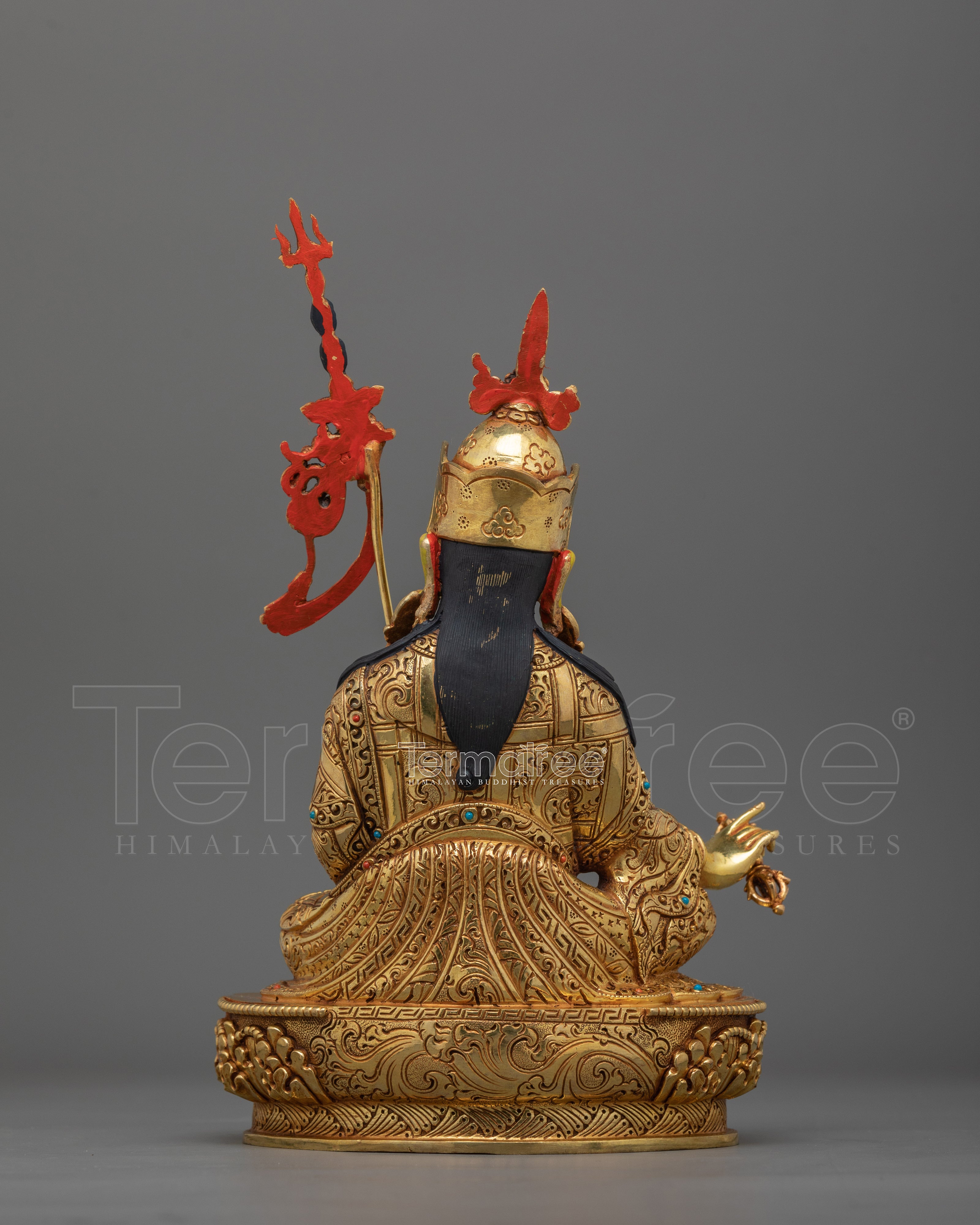 Triple Layer Gold Gilded Guru Rinpoche Statue | Ideal for Spiritual Growth and Home Decor