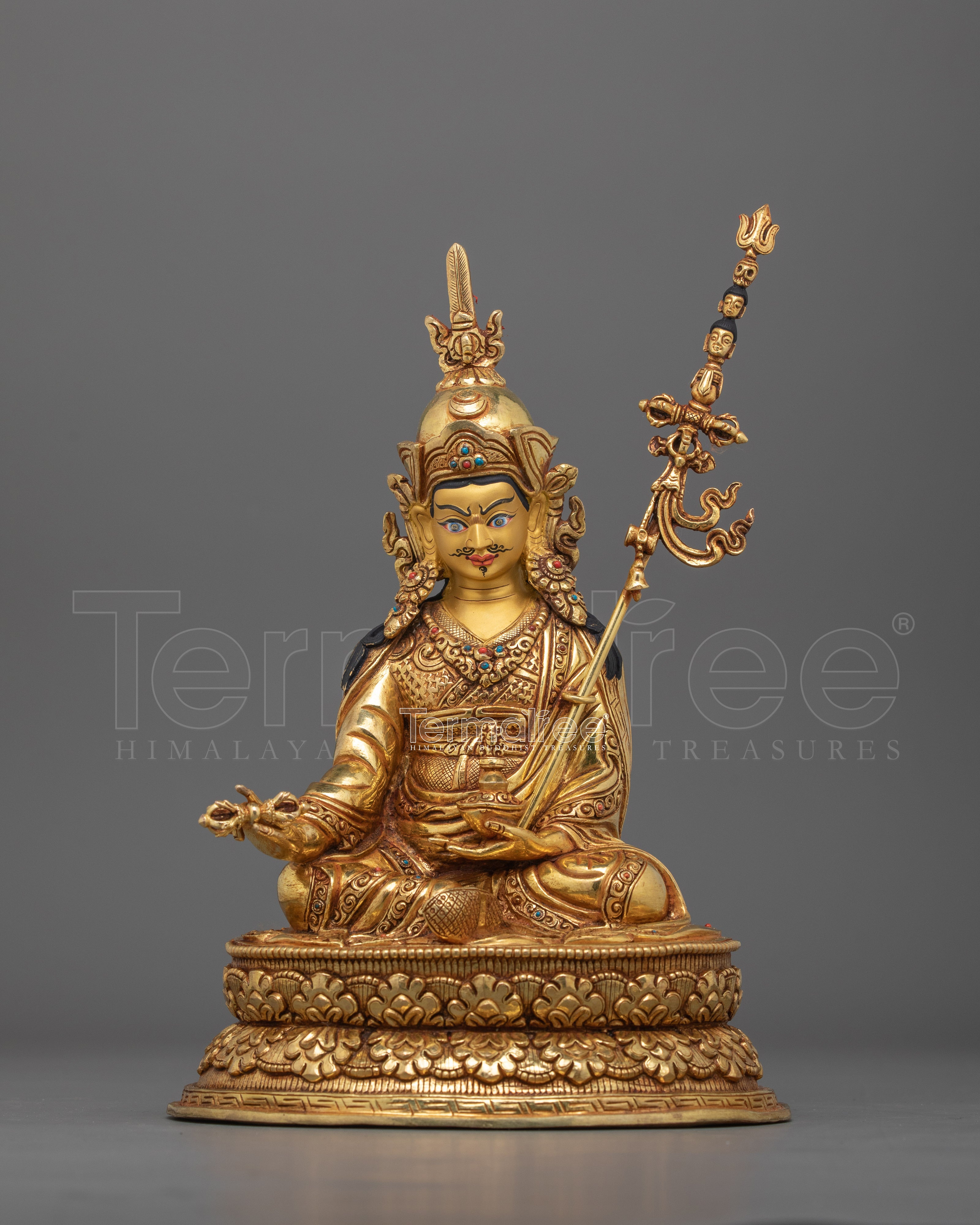 Guru Padmasambhava Gold Gilded Statue | Tibetan Master of Wisdom and Transformation