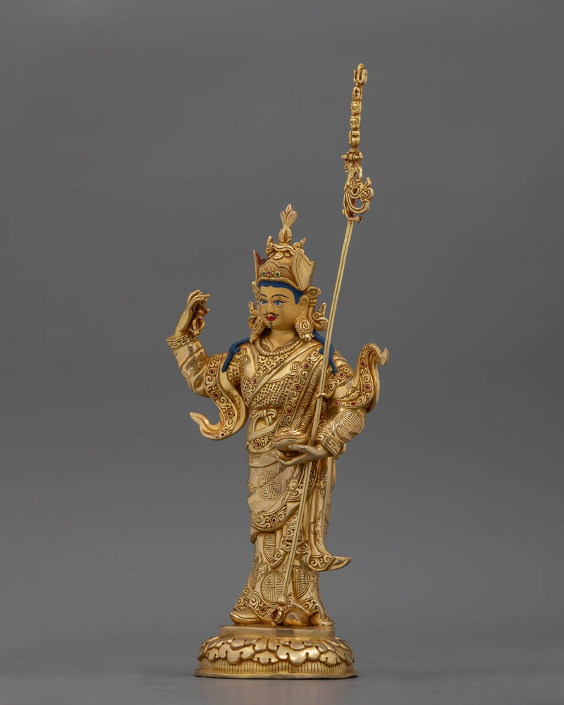 Traditional Standing Guru Rinpoche Statue | Handcrafted Spiritual Protector for Your Altar