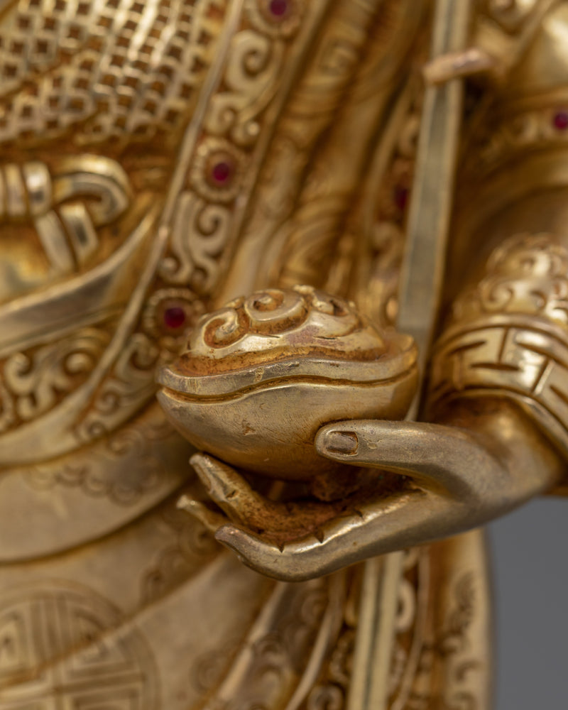 Traditional Standing Guru Rinpoche Statue | Handcrafted Spiritual Protector for Your Altar