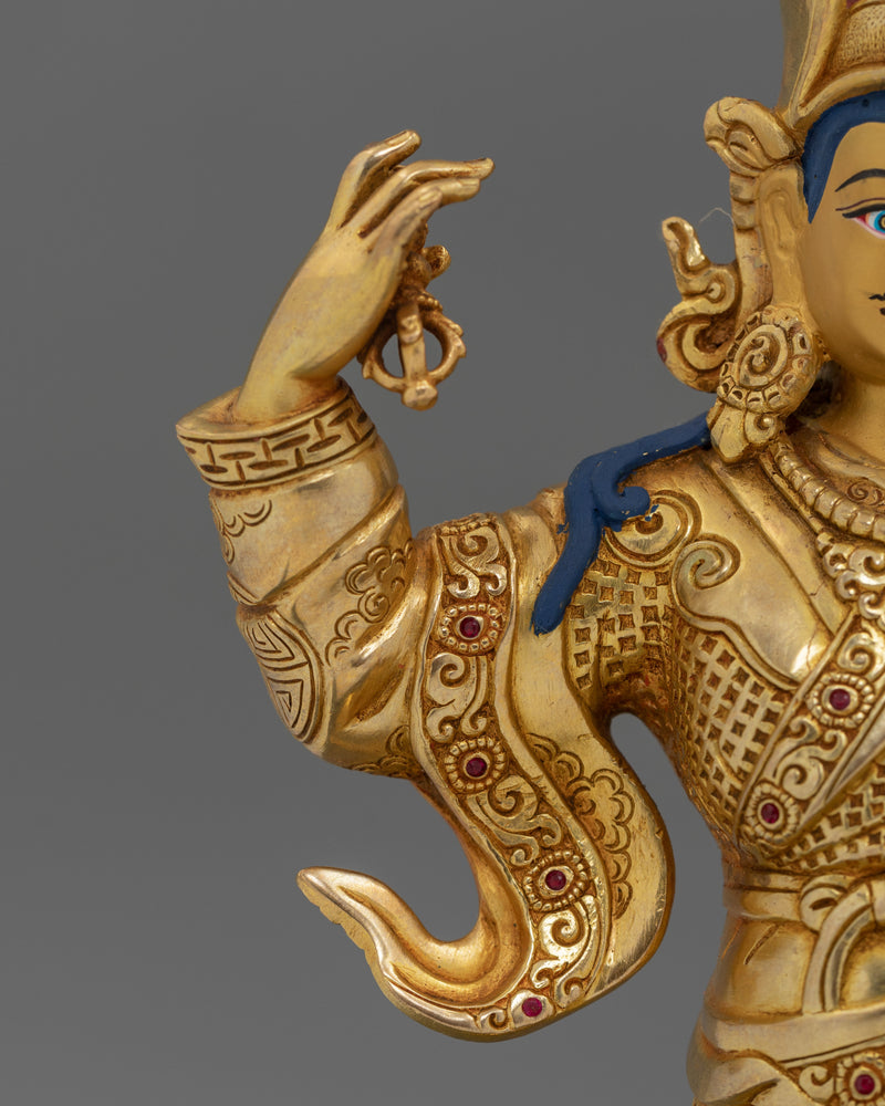 Traditional Standing Guru Rinpoche Statue | Handcrafted Spiritual Protector for Your Altar