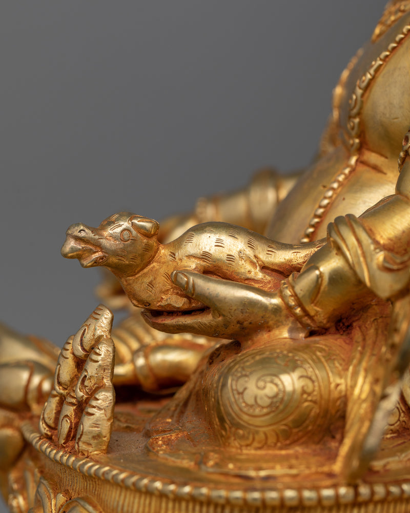 Semi Wrathful Dzambhala Deity Sculpture | Hand-Carved Buddhist Icon of Fortune and Protection