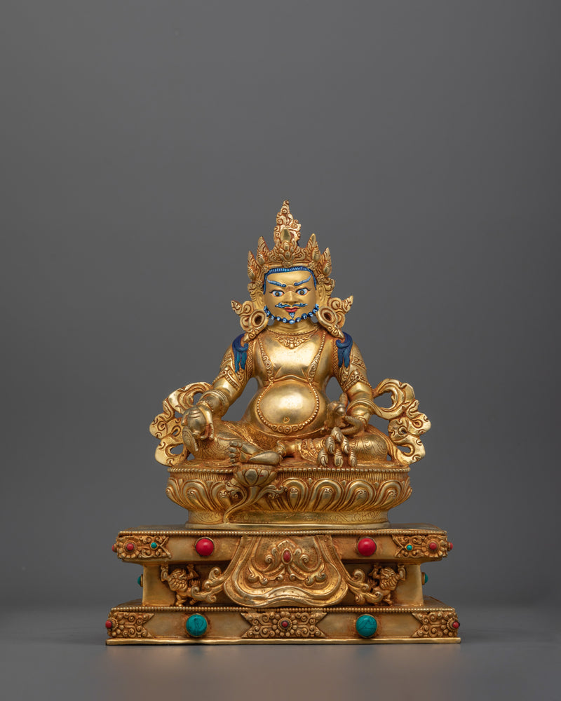 Semi Wrathful Dzambhala Deity Sculpture | Hand-Carved Buddhist Icon of Fortune and Protection