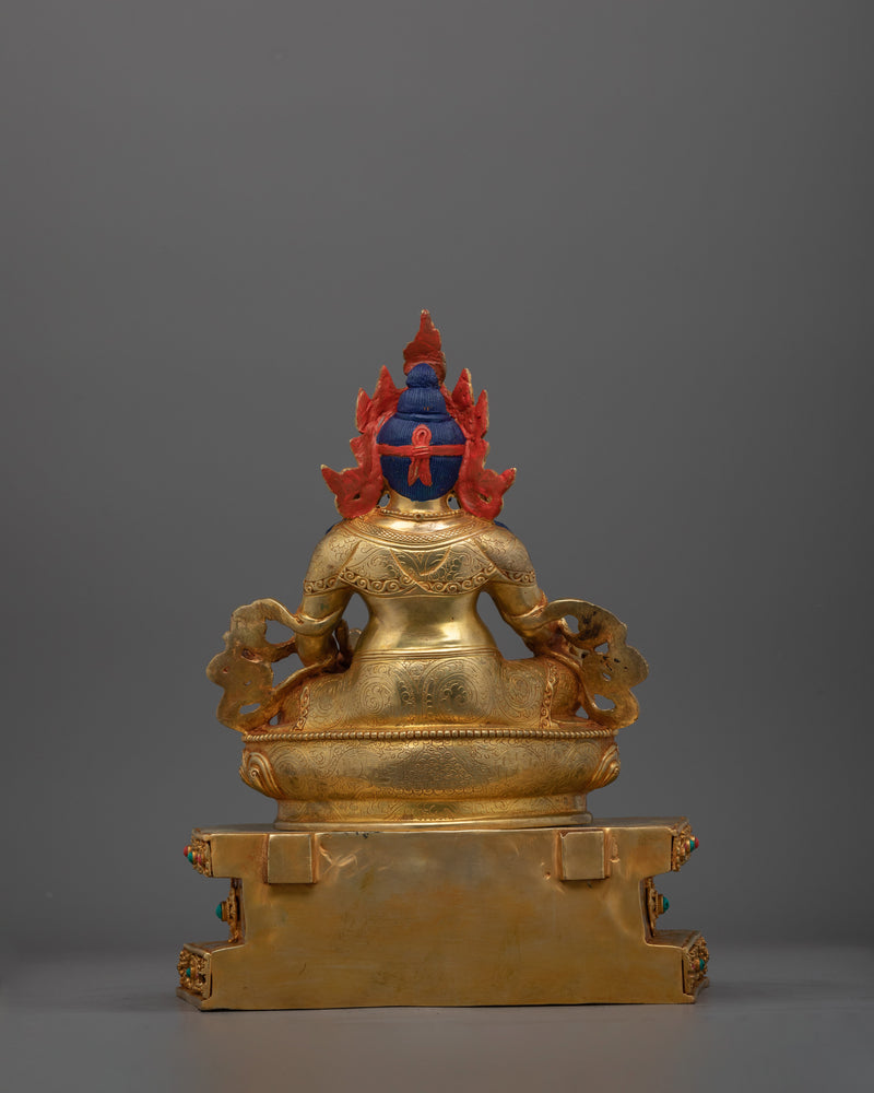 Semi Wrathful Dzambhala Deity Sculpture | Hand-Carved Buddhist Icon of Fortune and Protection