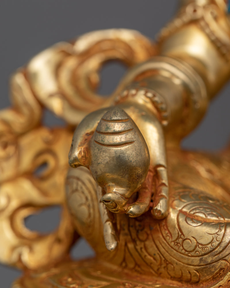 Semi Wrathful Dzambhala Deity Sculpture | Hand-Carved Buddhist Icon of Fortune and Protection