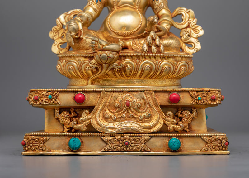 Semi Wrathful Dzambhala Deity Sculpture | Hand-Carved Buddhist Icon of Fortune and Protection