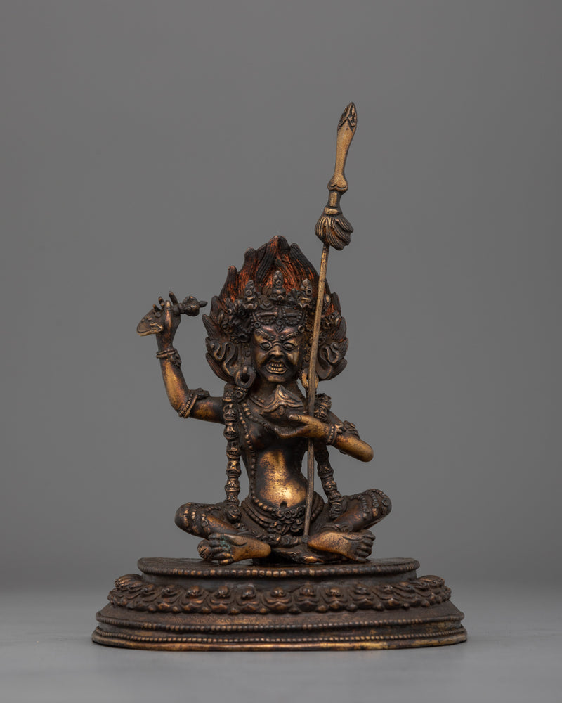 24K Gold Wrathful Vajrayogini Dakini Statue | Power and Transformation