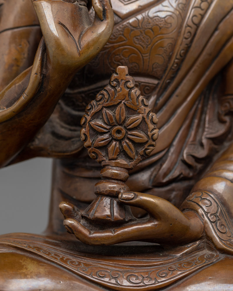 His Holiness Dalai Lama Statue in Oxidized Copper | Symbol of Compassion and Wisdom