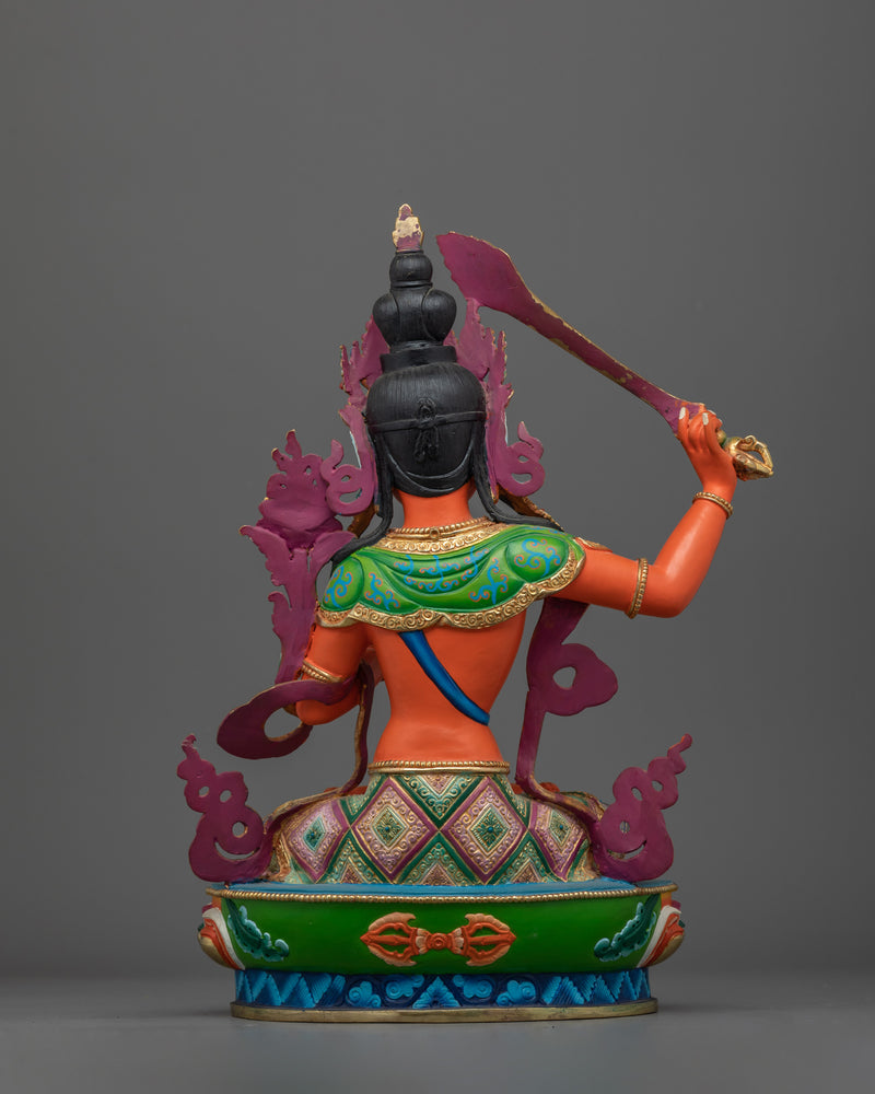 Tranquil Manjushri Holding the Flaming Sword of Wisdom | Sacred Dharma Buddha