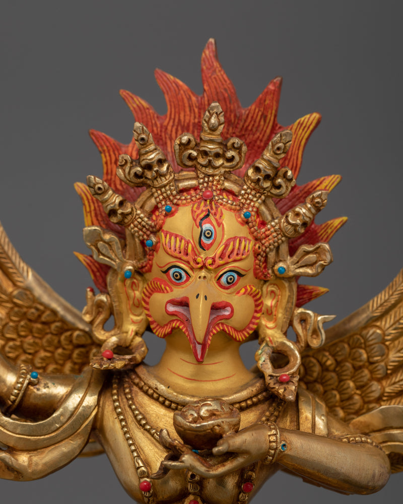 Handcarved Hindu Deity Garuda Sculpture | Tibetan Buddhism Artwork