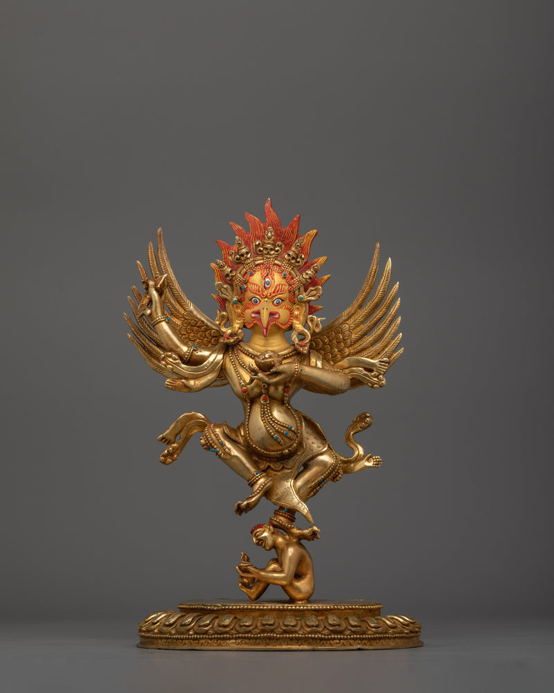 Handcarved Hindu Deity Garuda Sculpture | Tibetan Buddhism Artwork