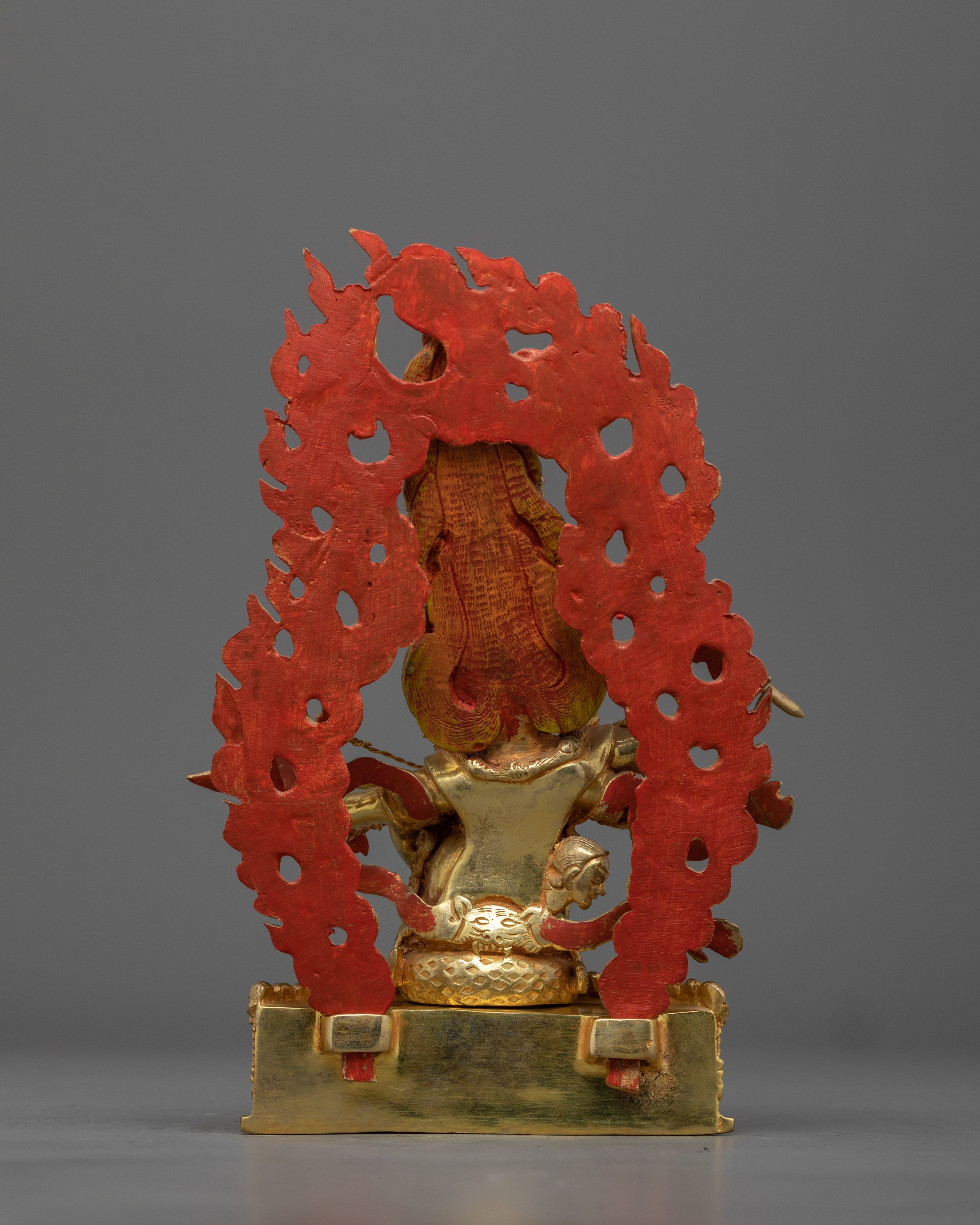 Protector Deity Ekajati Statue Set | 24K Gold Gilded Tibetan Sculptures