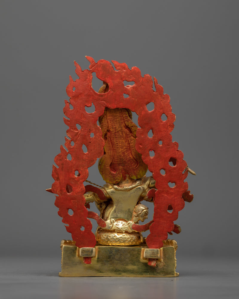 Protector Deity Ekajati Statue Set | 24K Gold Gilded Tibetan Sculptures