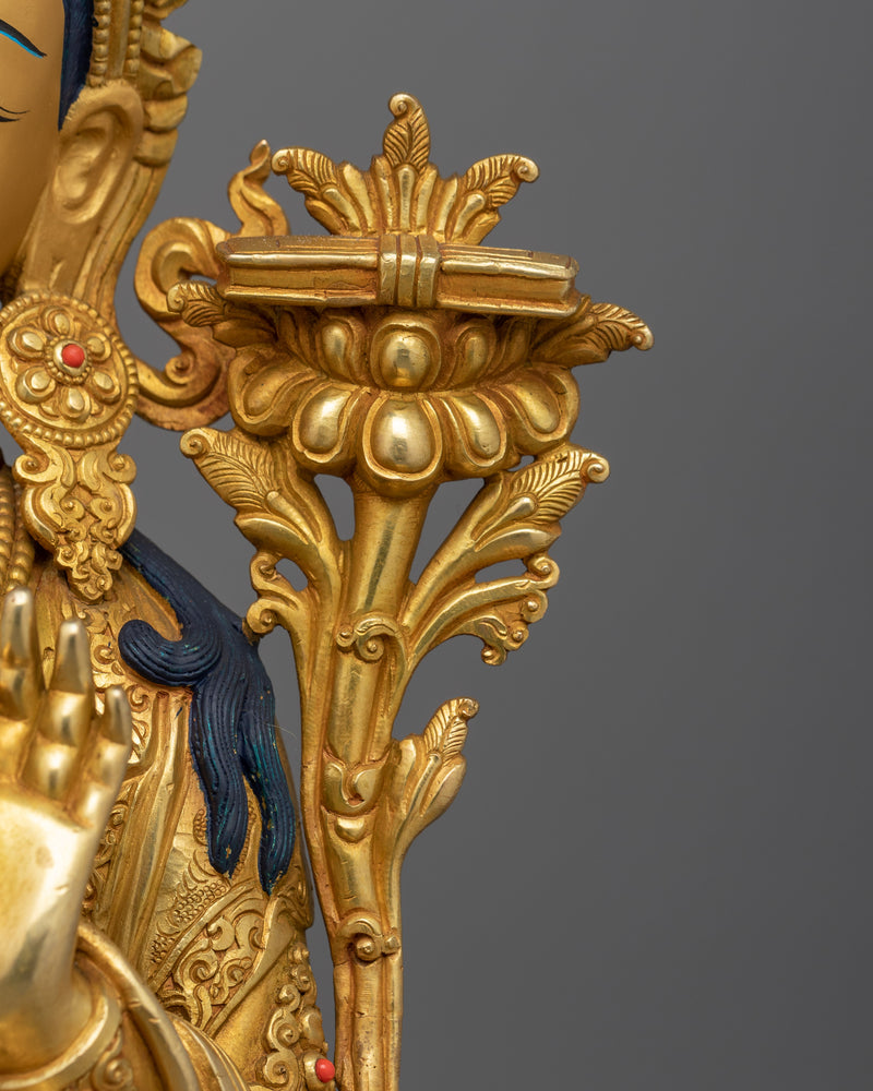 Manjushri Deity with Flaming Sword Statue | Handcrafted Buddhist Sculpture