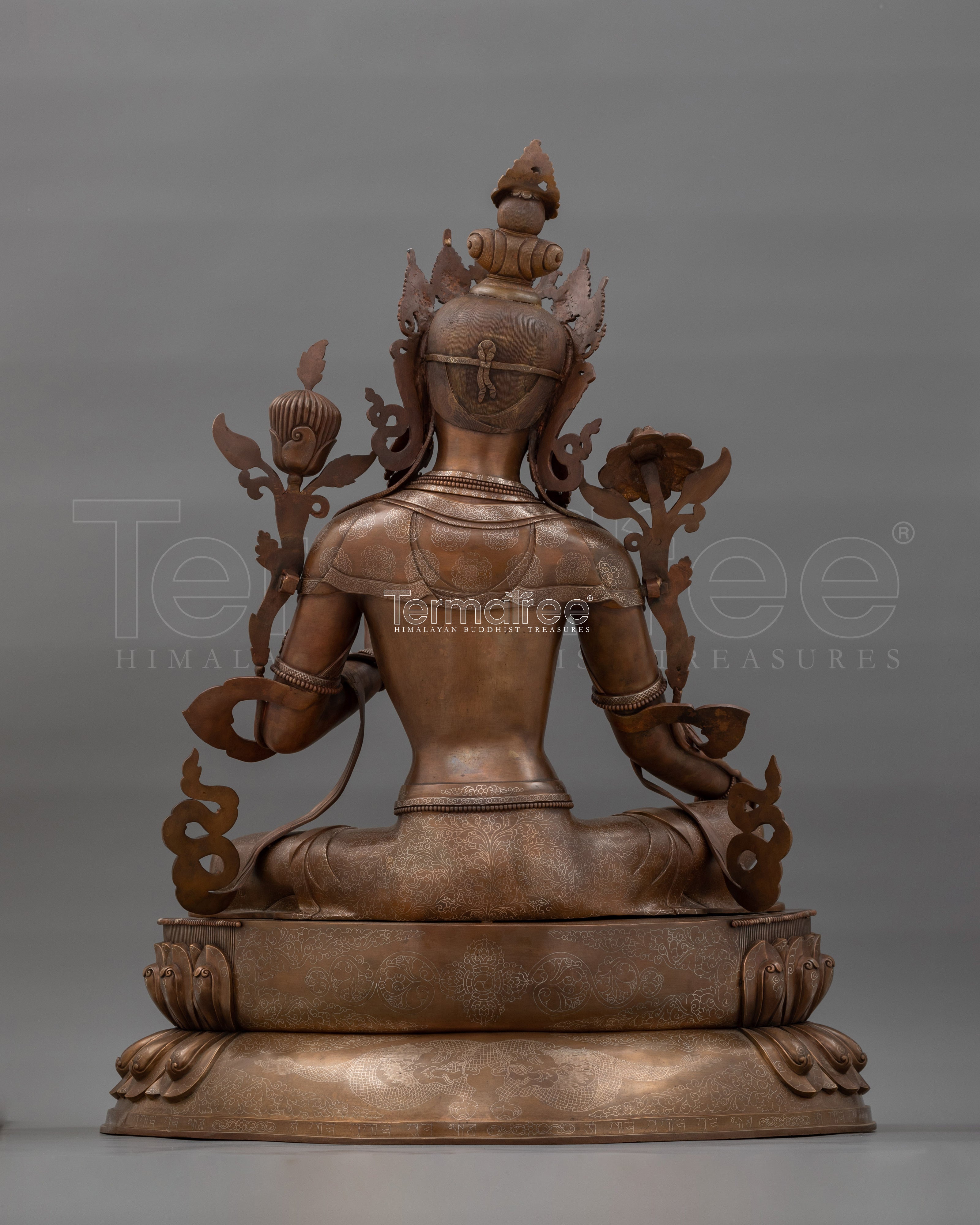 Tibetan Green Tara Oxidized Copper Statue | Sacred Buddhist Artwork