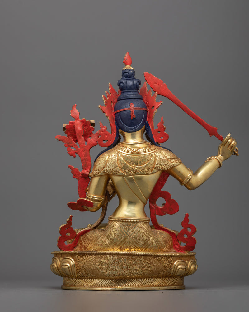Manjushri Holding Sword Buddha Sculpture | Tibetan Wisdom Deity of Knowledge