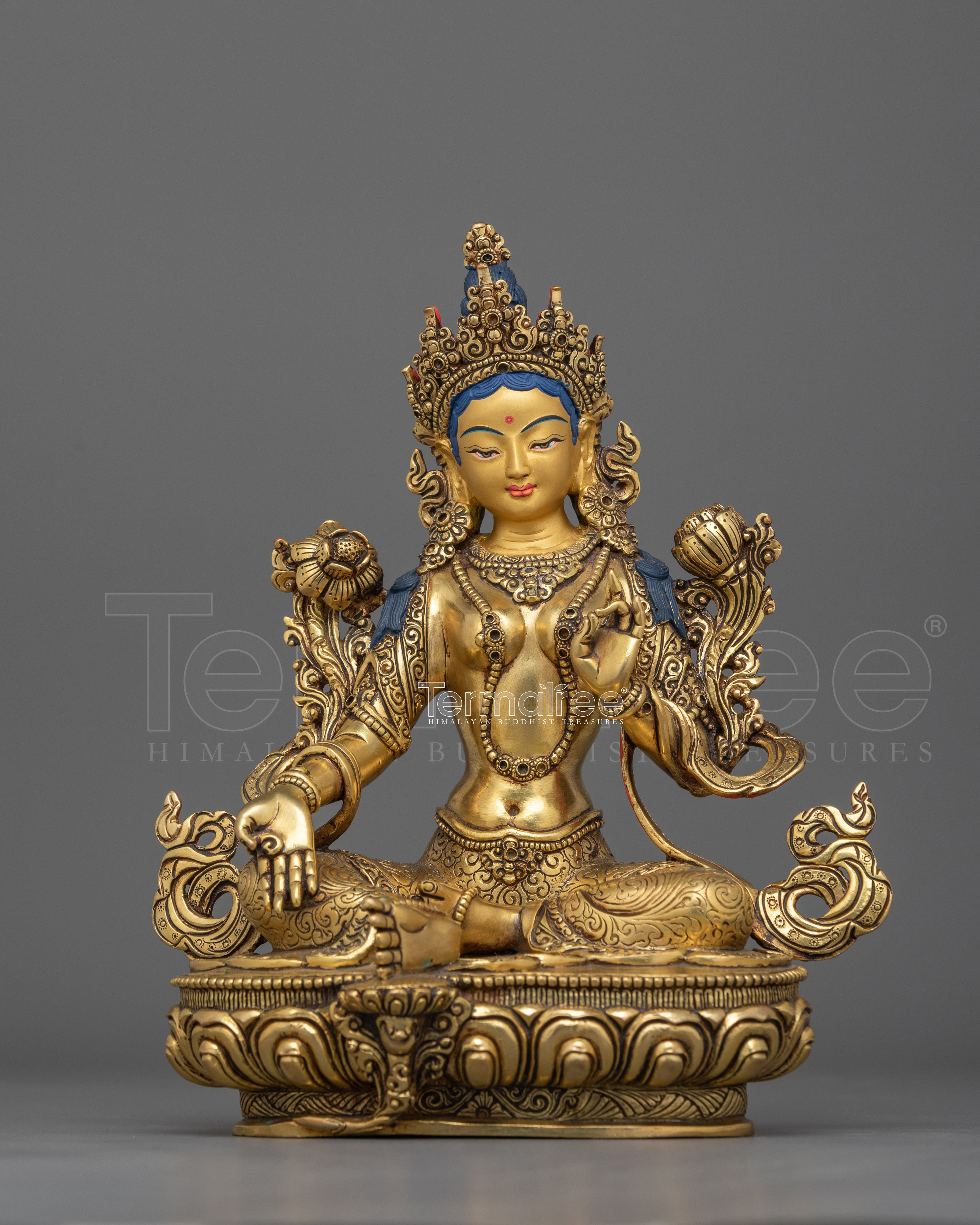 Compassionate Green Tara in Varada Mudra | Benevolent Blessing Statue