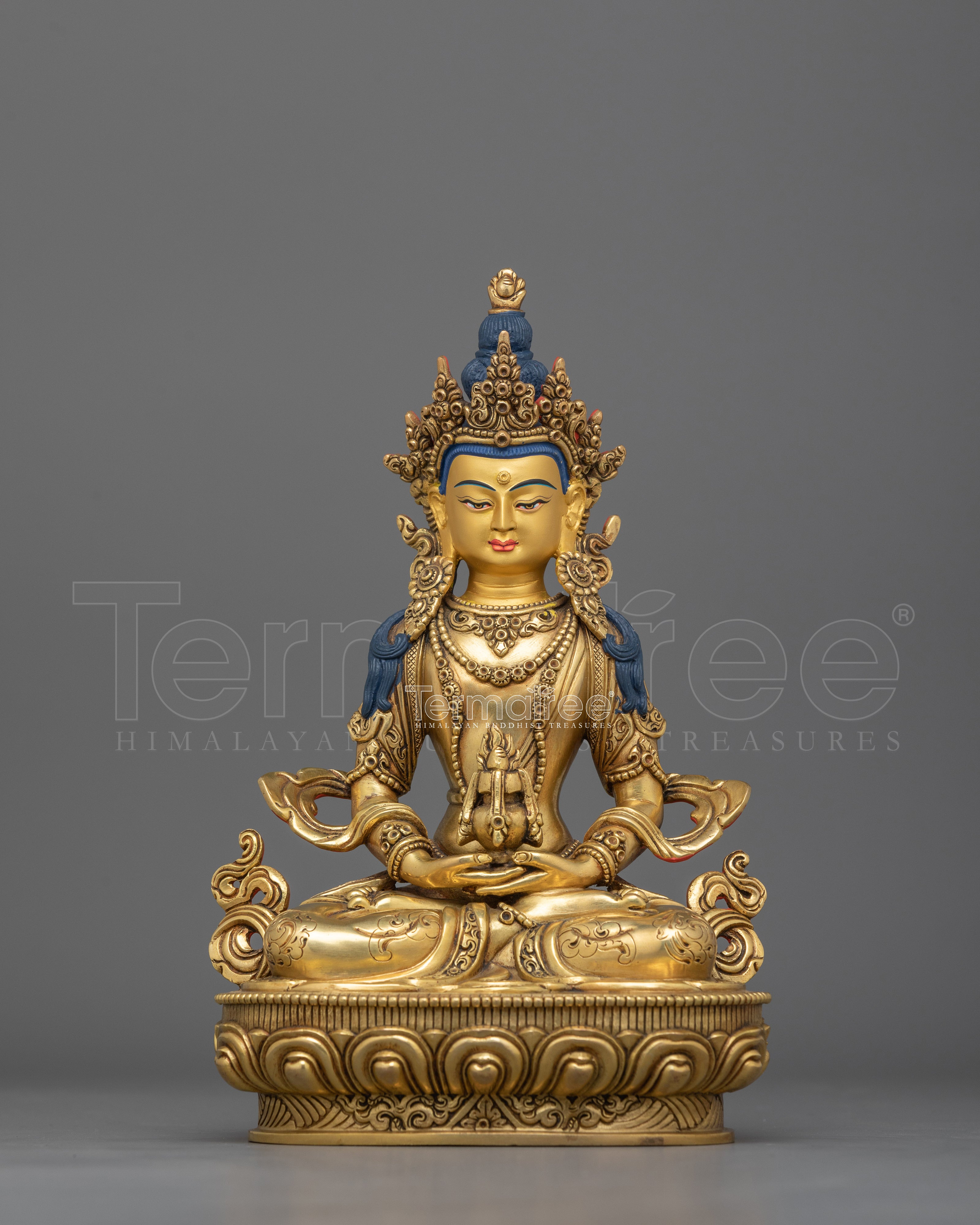 Handcarved Amitayus Long-Life God Figure | Buddhist Deity of Longevity
