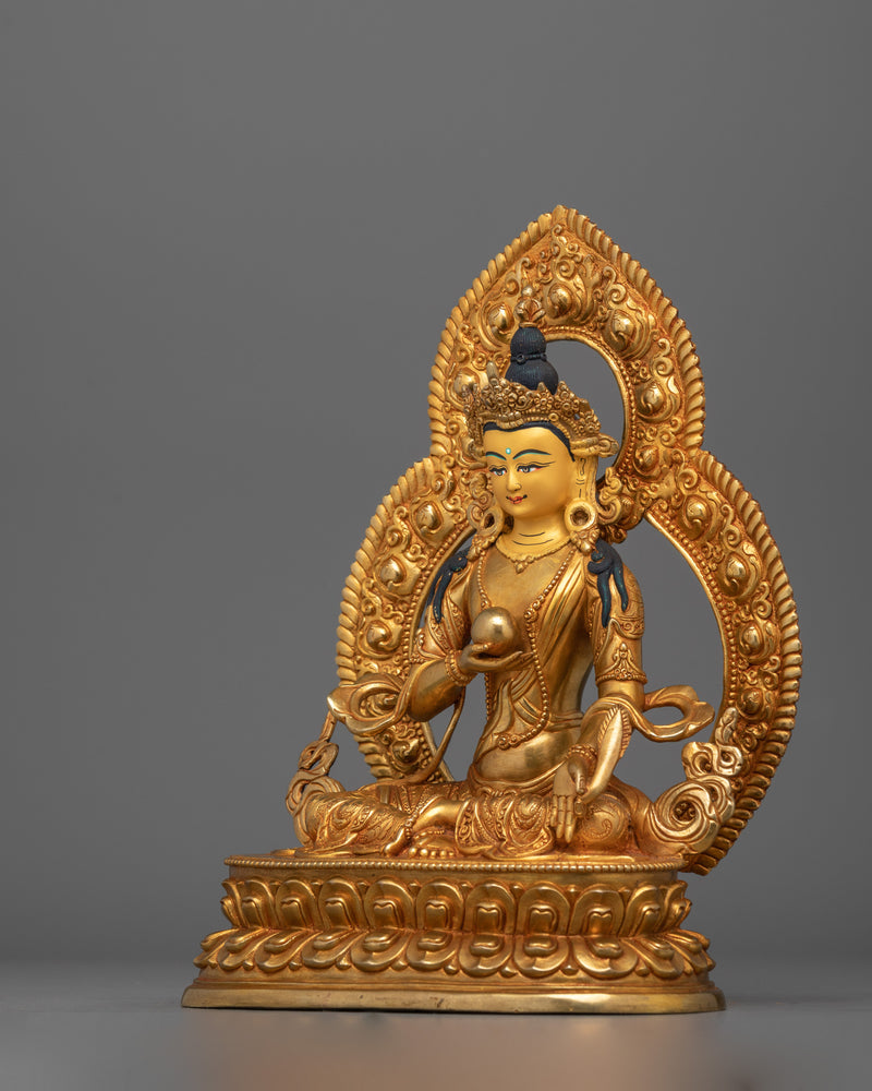 24K Gold Gilded Sacred Buddhism Kshitigarbha | Tibetan Protector of Beings