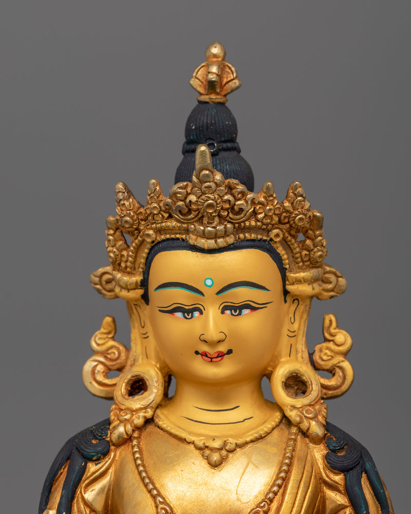 24K Gold Gilded Sacred Buddhism Kshitigarbha | Tibetan Protector of Beings