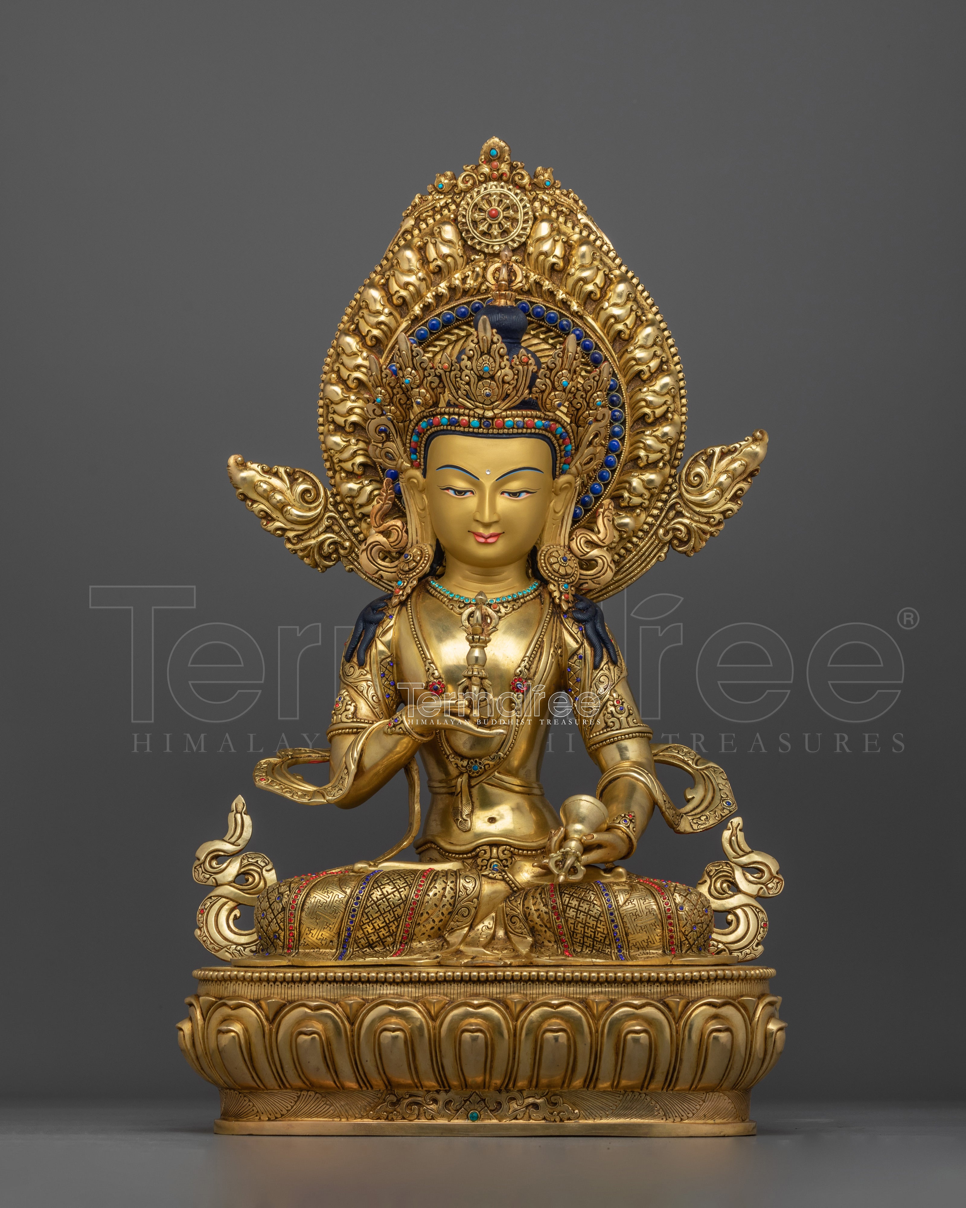 Vajrasattva Buddhist Deity Statue | 24K Gold Gilded Tibetan Sculpture