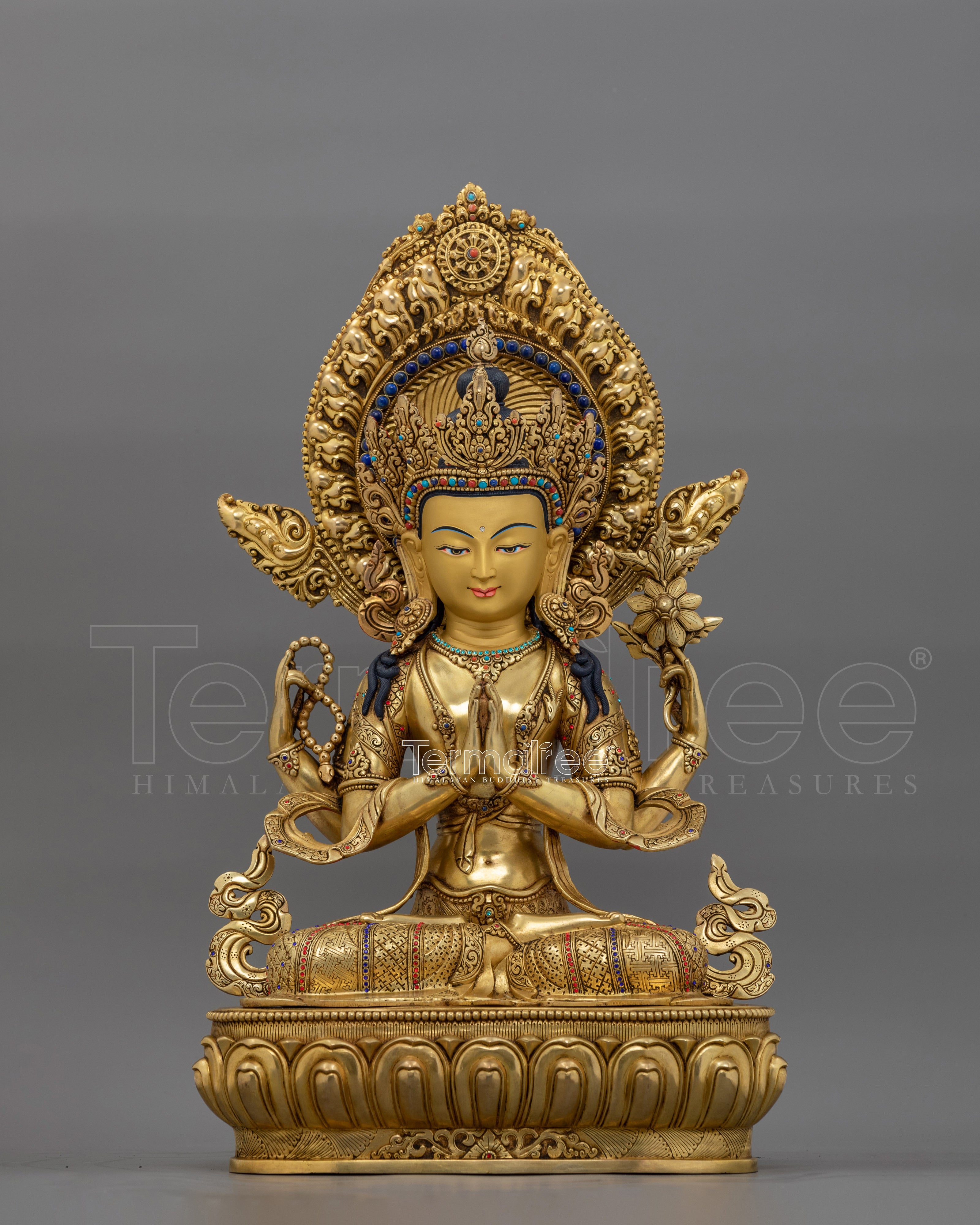 Traditional Chenrezig Dharma Statue | Tibetan Bodhisattva Sculpture