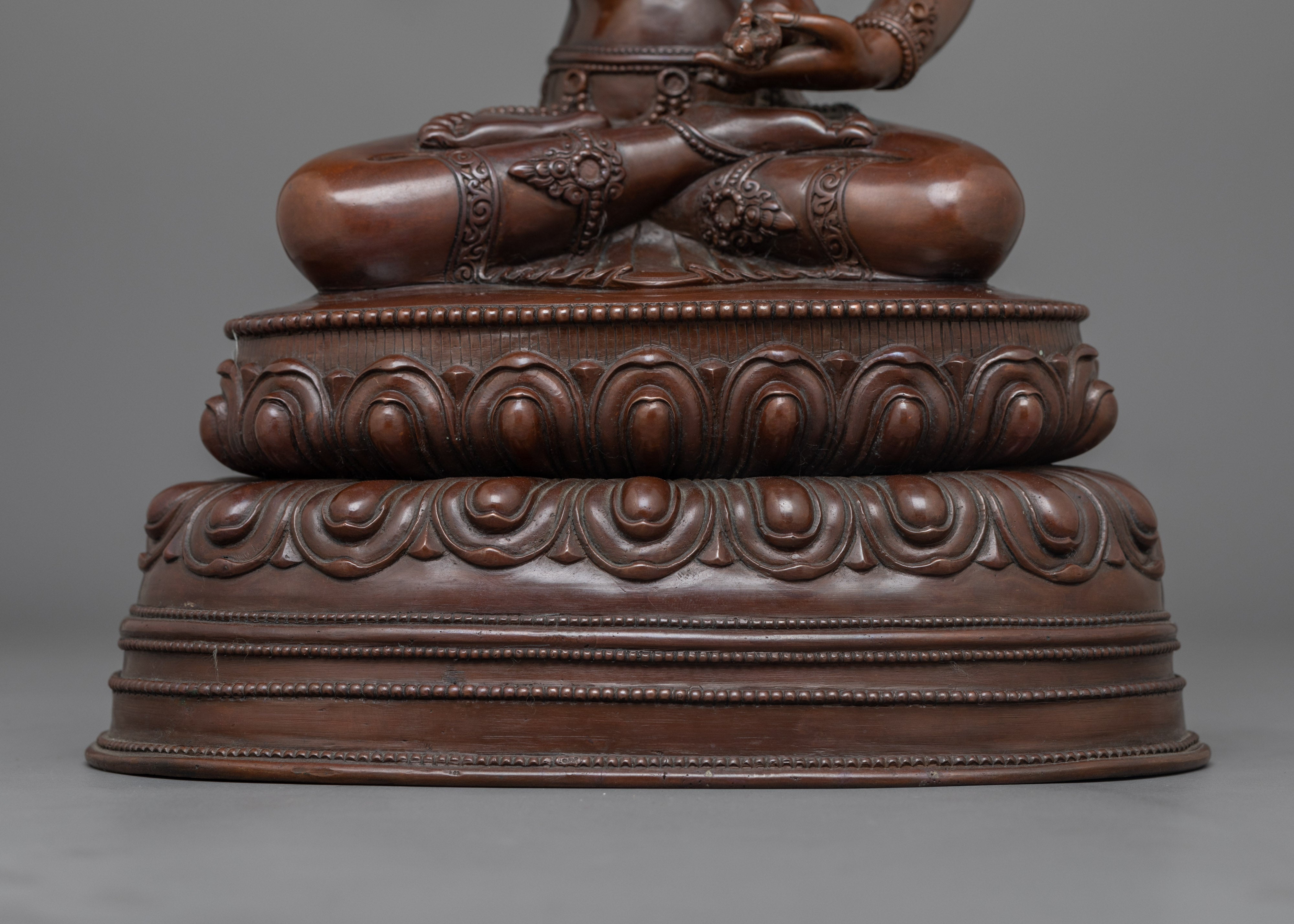 Serene Buddhist Vajrasattva Statue | Tibetan Oxidized Copper Sculpture