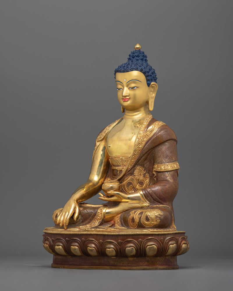 24K Gold Gilded Founder of Buddhism Shakyamuni Buddha Statue | Dharma Teacher