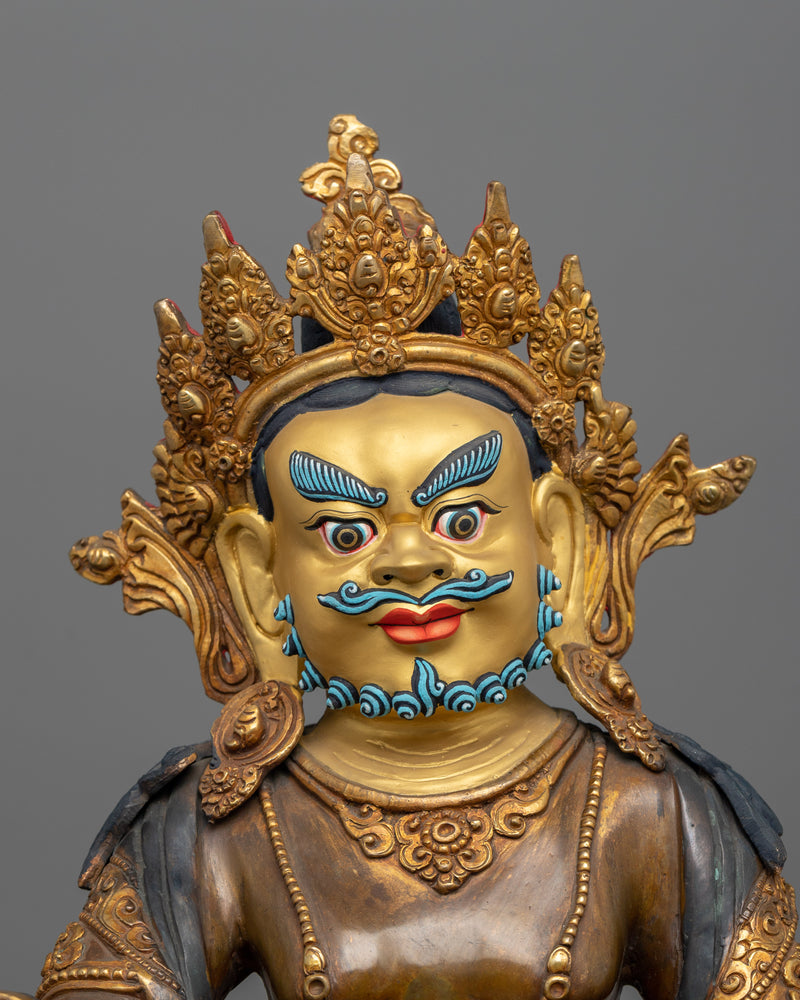 Handcrafted Dzambhala Guru Holding Mongoose | Statue of Wealth and Prosperity