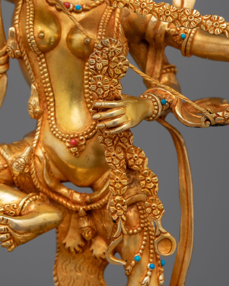 Handcarved Vajrayana Goddess Kurukulla Deity Figurine | Goddess of Love and Attraction